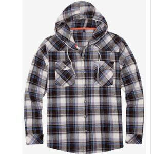 FlannelGo Men's Heavyweight Flannel Hoodie, 100% Cotton, Relaxed Fit